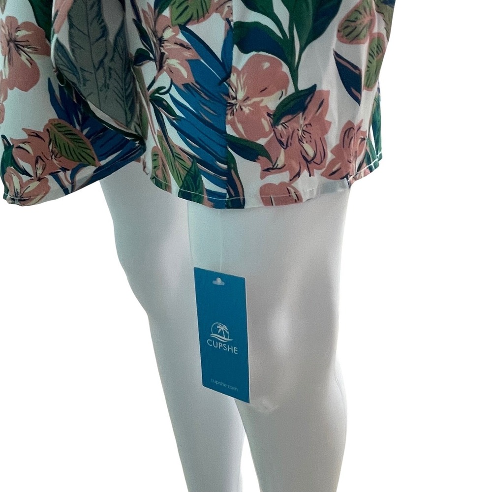 NWT XL Tropical Floral Wrap Island Beach Resort Wedding Guest Dress Short Sleeve - Picture 7 of 9